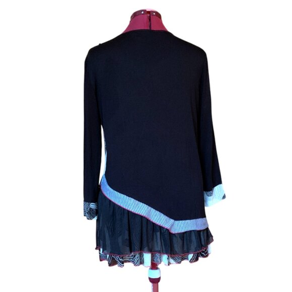 KAKTUS - Black Abstract Layered Long Sleeve TopTunic Dress – Size S - Picture 3 of 9